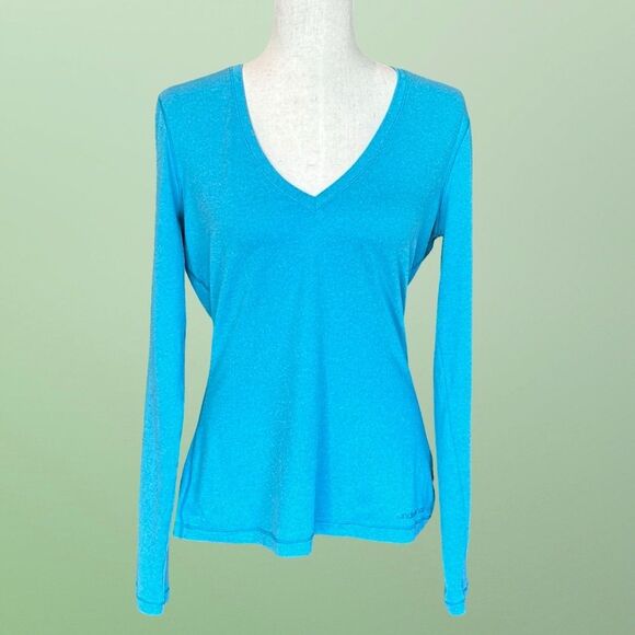 Under Armour Women's Long Sleeve HeatGear V-Neck Top Blue Size Large - Picture 8 of 10